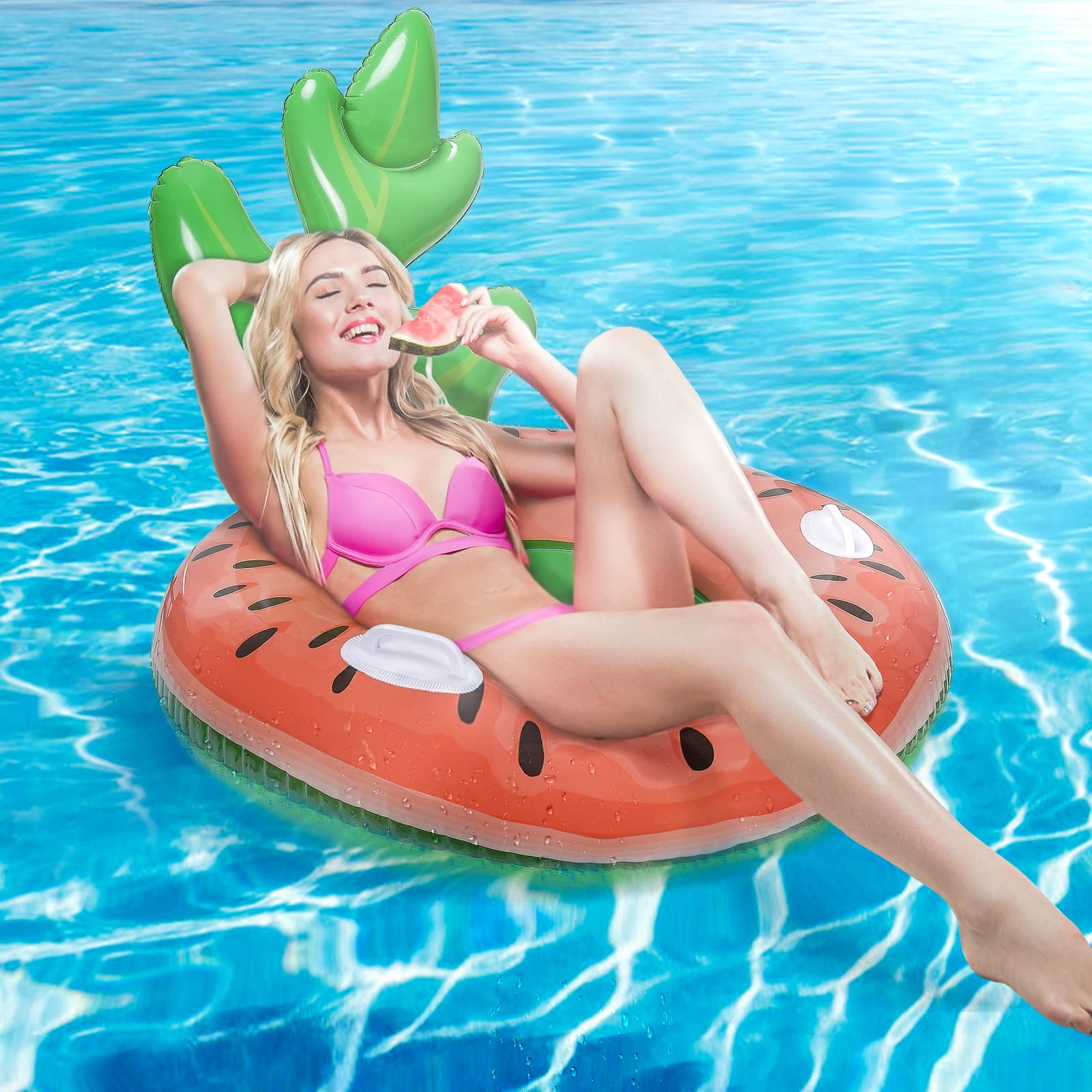Herefun Anillo de Natación para Adultos, Flotador Hinchable Anillo Grandes, Flotadores de Playa con Respaldo, Juguete Inflable para Piscina Agua Fiestas Accesorios Verano