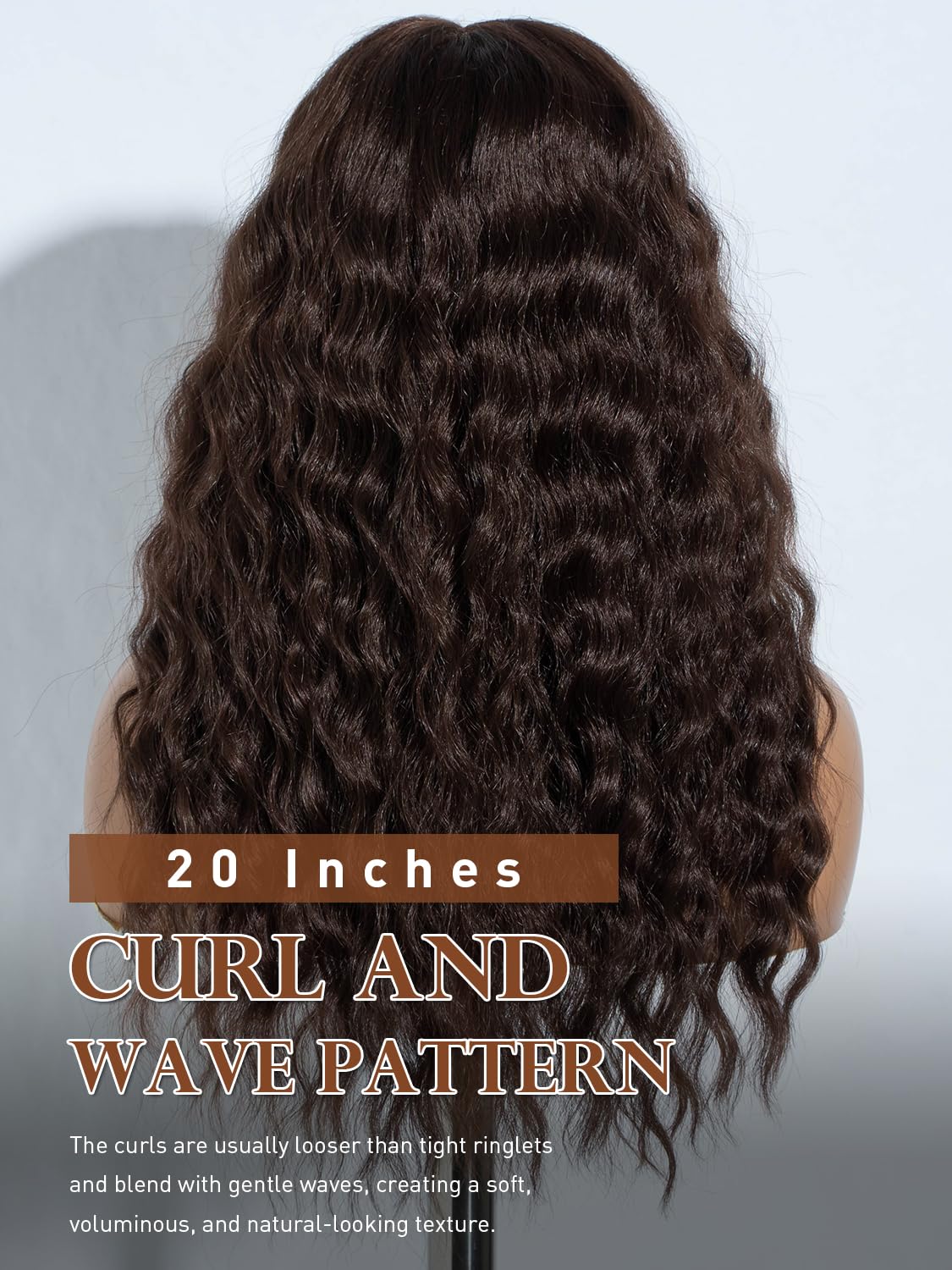 Joedir Curly Wig Shoulder Length Wigs for Women T-Part Lace Deep Curly Wig with Baby Hair 20 Inches Synthetic Wig for Daily Wear - Image 3