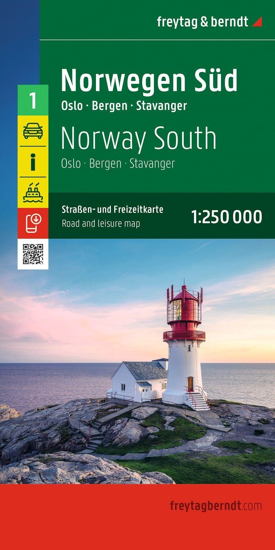 Norway South Road and Leisure Map: Oslo - Bergen - Stavanger (F&B Wegenkaarten)