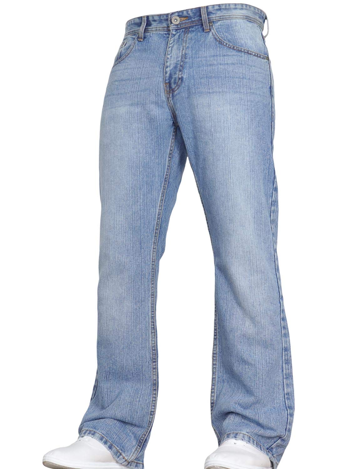 Men's Wide Leg Bootcut Flared Bell Bottom Blue Heavy Denim Jeans in All Waist and Sizes by JEANBASE