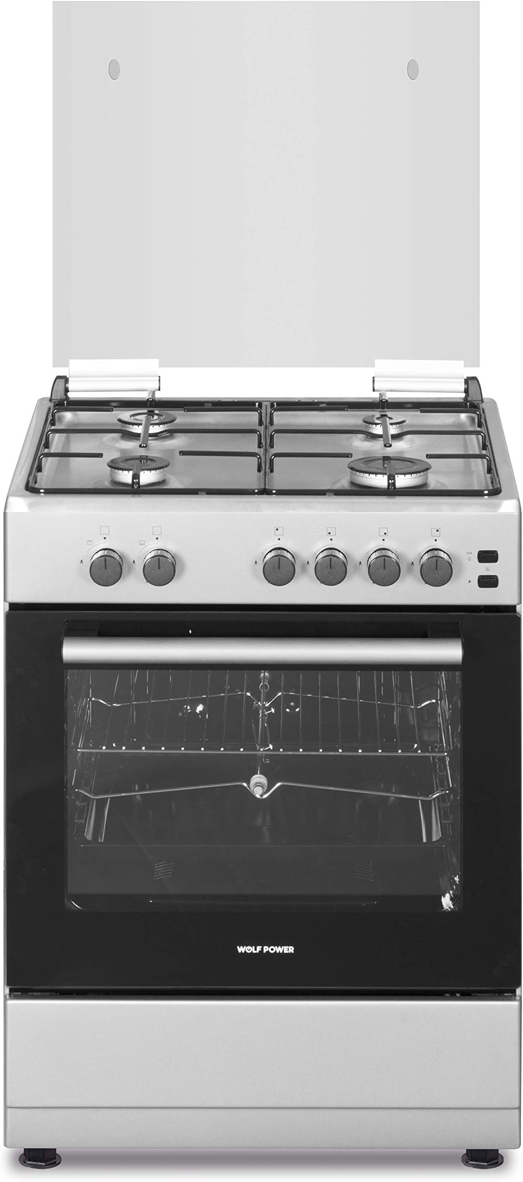 60 Cm, Gas Cooking Range With 4 Gas Burners, Automatic Ignition, Stainless Steel, Wcr6060Fs, 1 Year Warranty