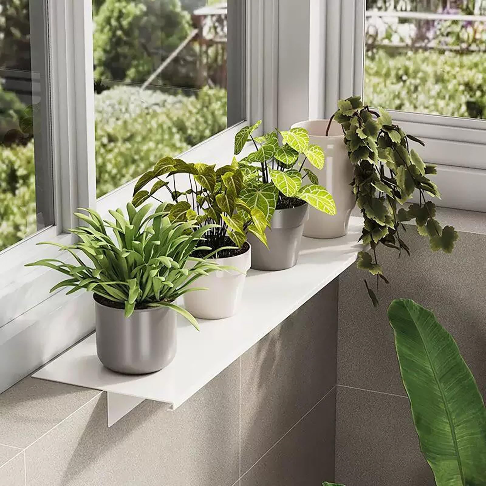 Fensterbank Verbreiterung Innen Hängende Büro-Fensterbank-Verlängerung, Metall-Verlängerungsbrett Mit Magnetischer Halterung, Kein Bohren(Gray,60x20cm (23.6 x 7.8in))