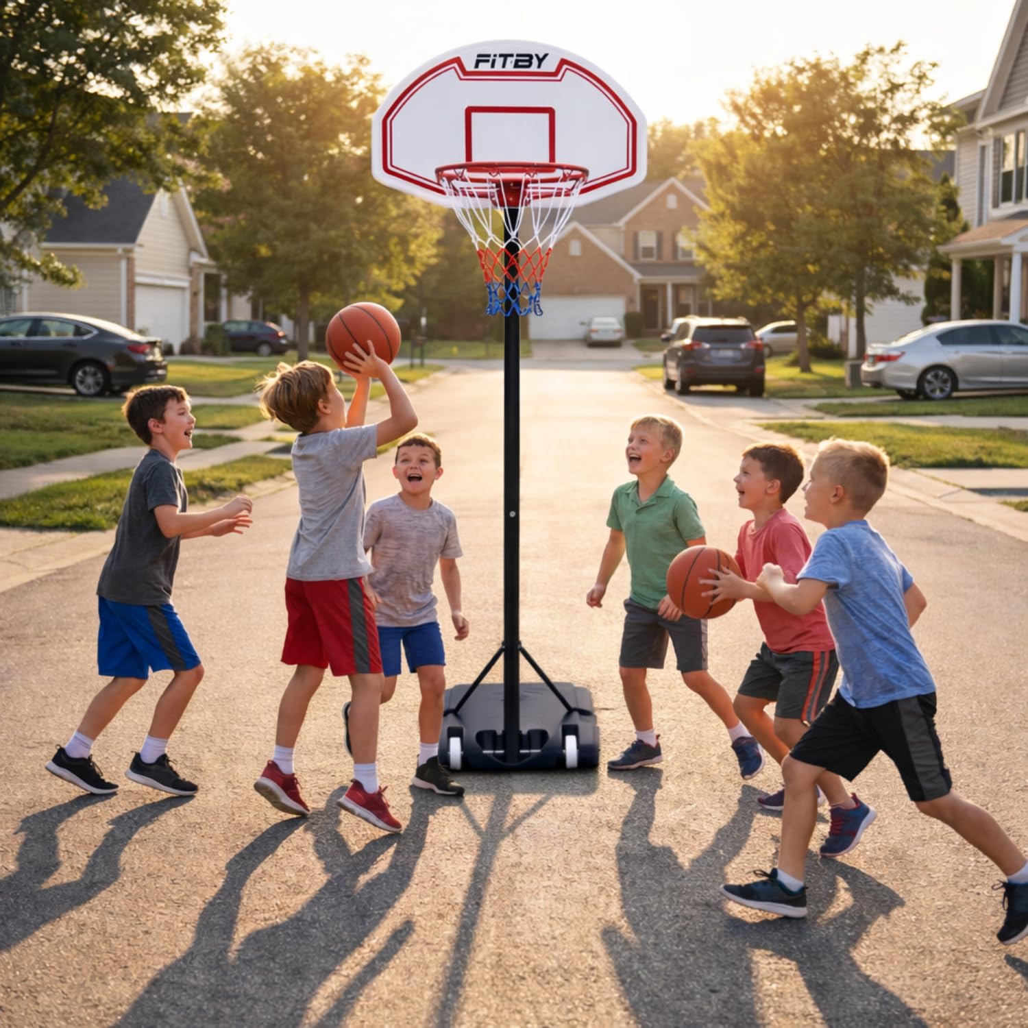 Canestro Da Basket Da Esterno Per Bambini E Adulti - Supporto Da Basket Regolabile In Altezza Con Ruote | Sistema Di Rete Portatile Per Giardino, Parco, Interni