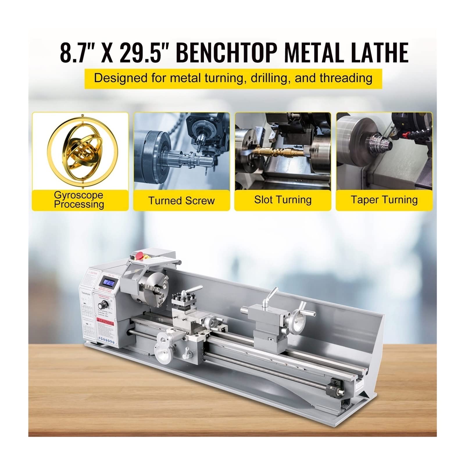 Mały metal 8,7 x 29,5 cala / 220 x 750 mm 750w LED Bezstopniowa prędkość do wiercenia wstecznego