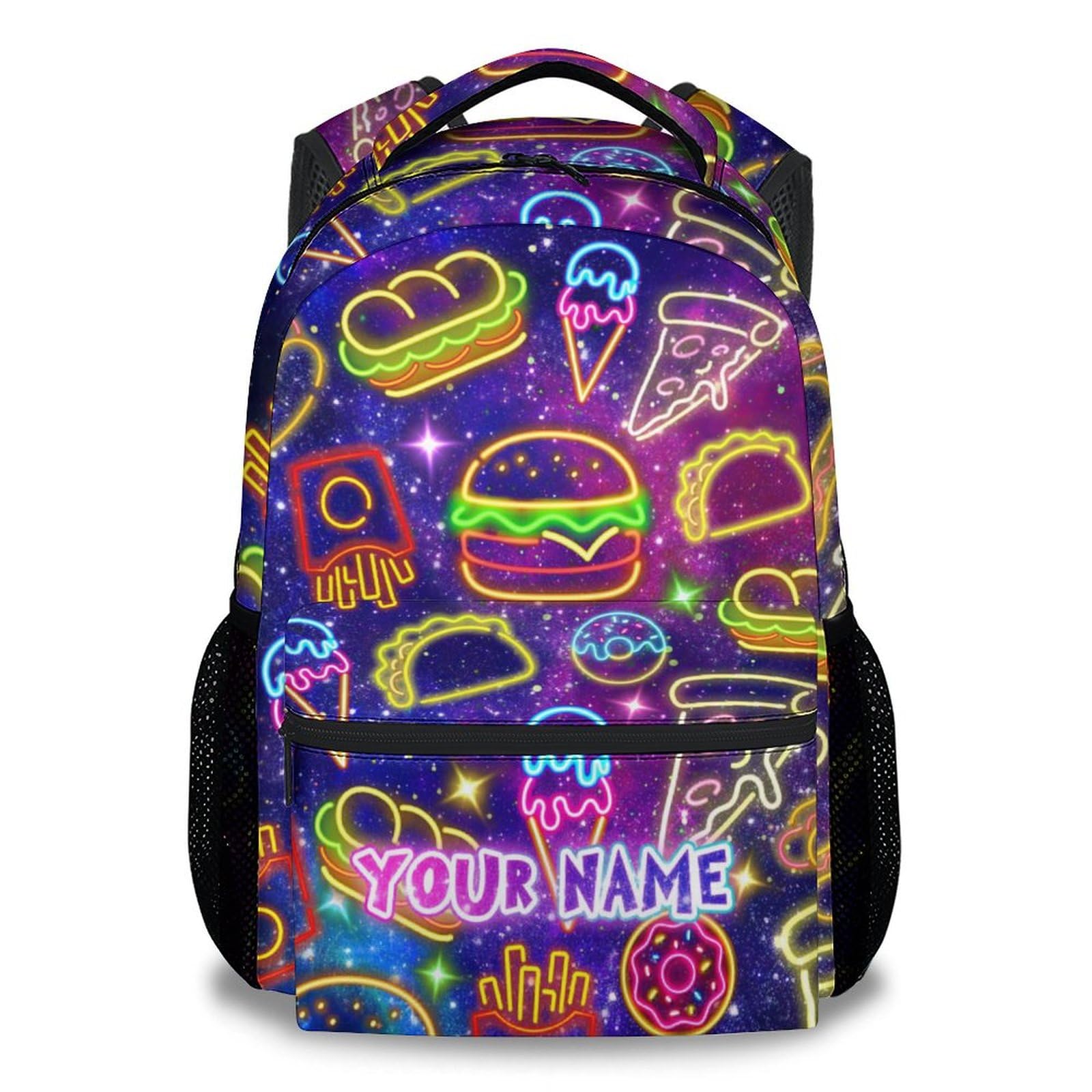 BEOIIBIRD Personalized School Backpack for Kids - 17 Inch Hamburger Backpacks for Middle School - Cute Food Durable Bookbag for Boys