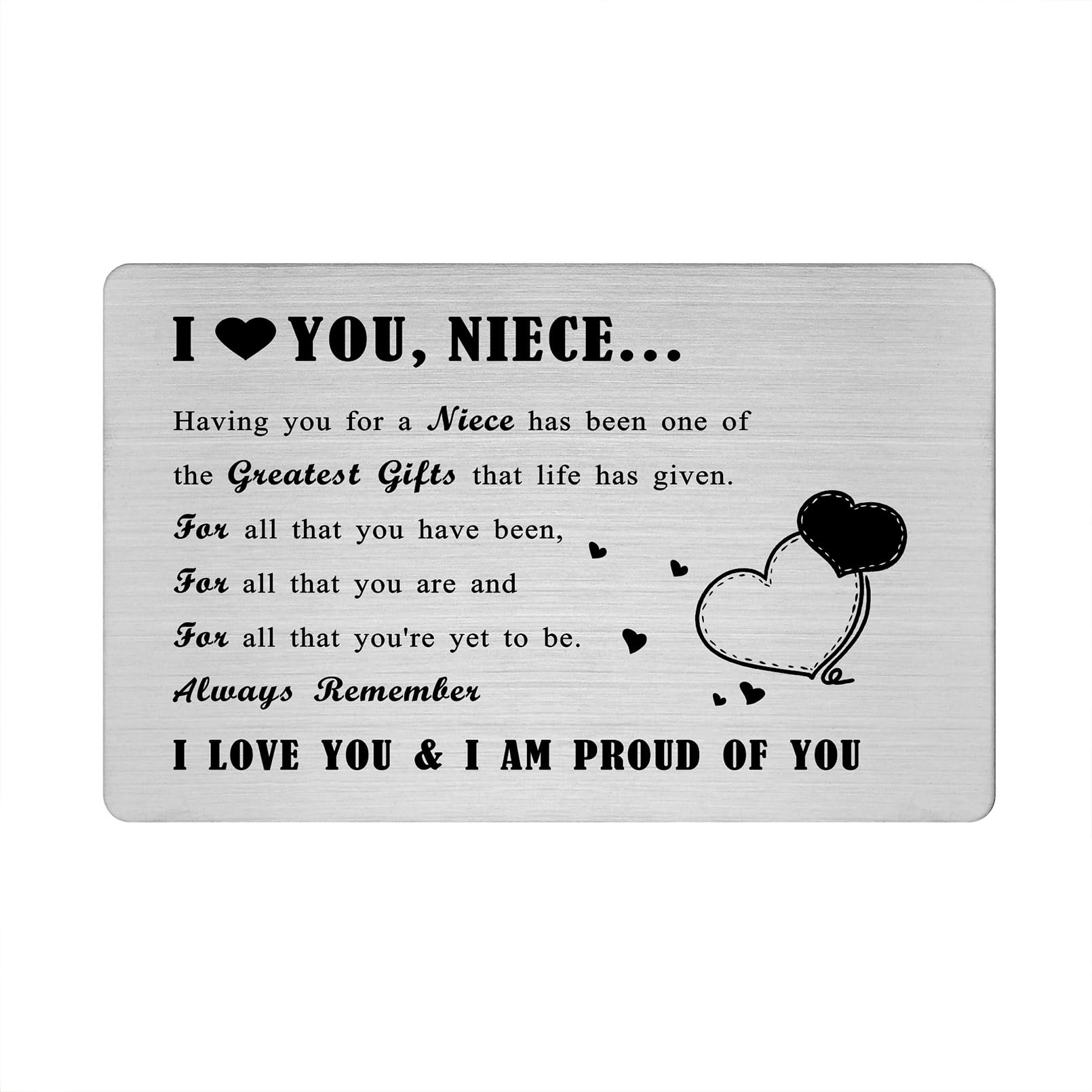 Richesele Gifts for Niece from Aunt or Uncle, Engraved Metal Wallet Card to My Nieces