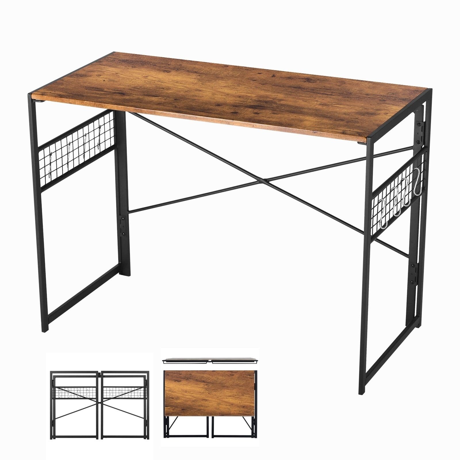 FurnitureR Zeichentisch faltbar 100x50cm - Künstler Tisch mit Neigungsfunktion? Nein! Stattdessen: Stahlrahmen + 8 Haken für Pinsel/Eimer, 50kg, 5,5cm flach