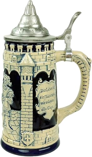 Taza de cerveza con tapa con temática alemana, 0,6 litros, diseño de Das Leben Ist Ein Wurfelspiel, Wir Wurfeln All Tage, diseño de "Life is a Dice disponible en Yaxa Colombia