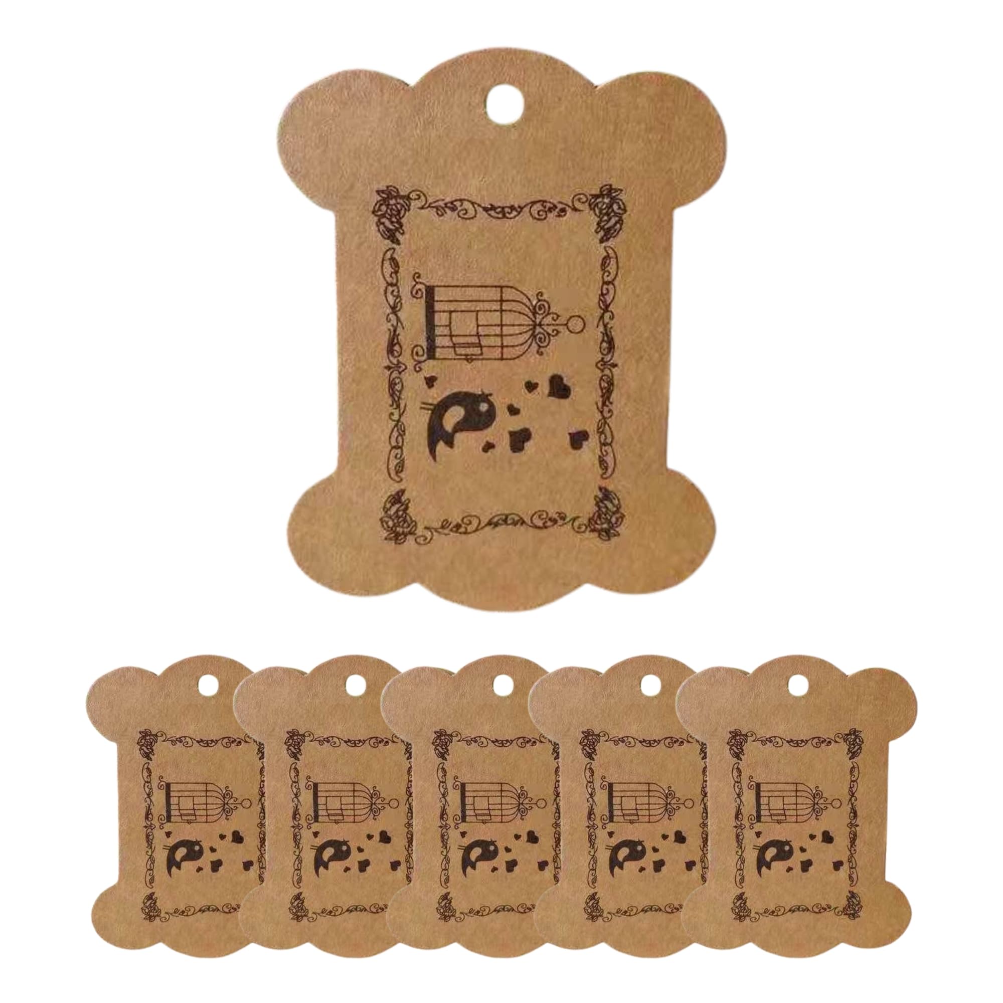 celloexpress Kraft Ribbon Card Bobbins - Gift Tags, Wrap Ribbon for Display (Bird Cage, Pack of 50)