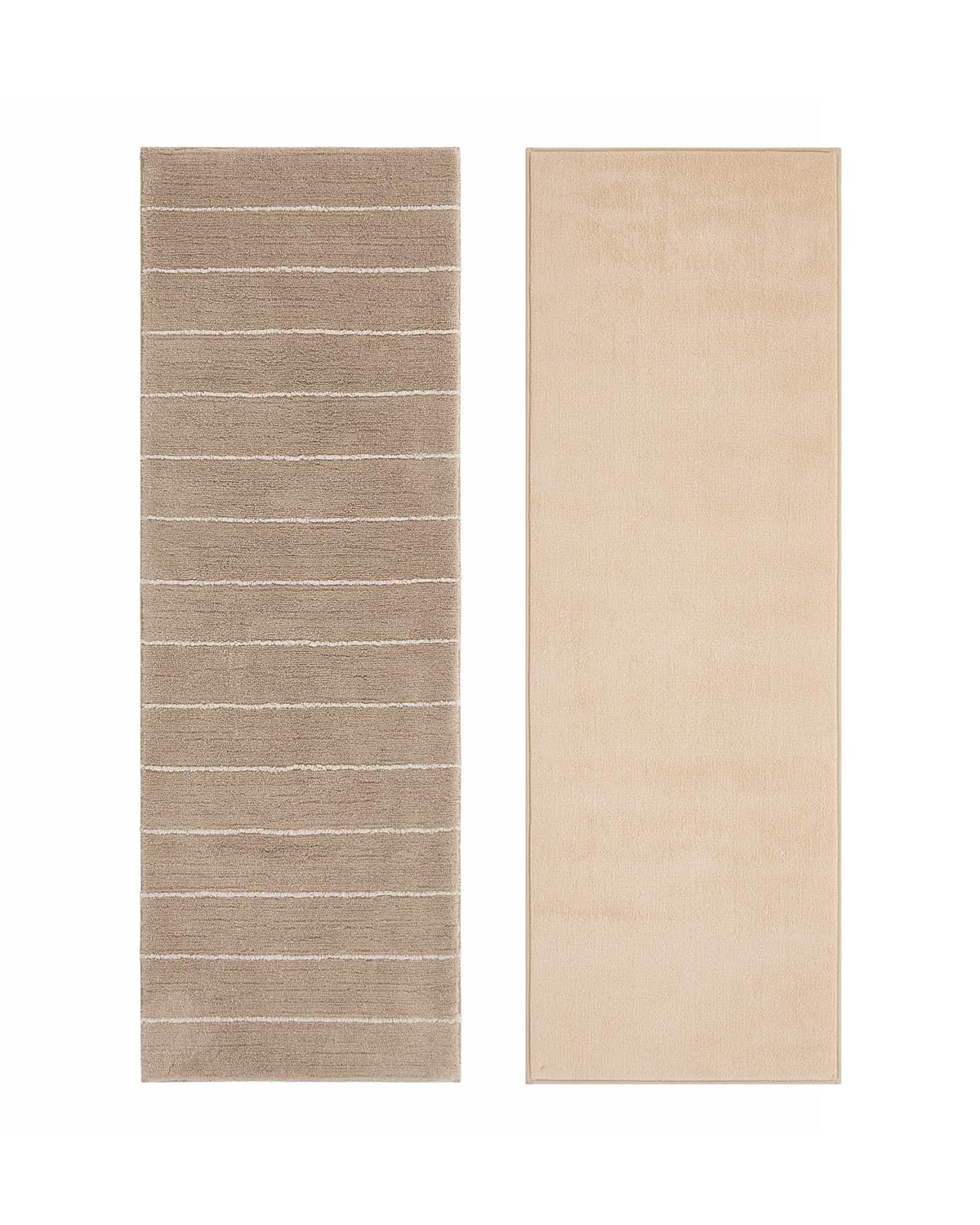 House of Noa The Darby Biscuit 24x70 Bath Mat 22 5x68 5 Liner Set Plush Cotton Non Slip