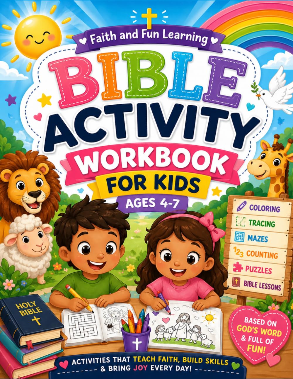 Bible Activity Workbook For Kids Ages 4-7: Activities That Teach Faith, Build Skills And Bring Joy Everyday