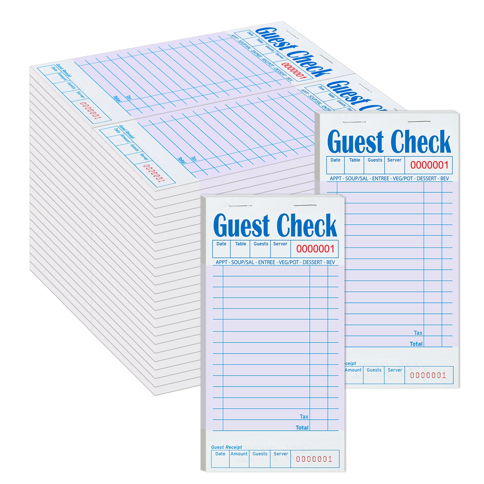 ZPARIK Paquete de 48 cuadernos de cheques de invitados morados para servidores, bloc de notas de servidor, chequera de camarero, bloc de notas de camarera para restaurantes, cheques de papel, 50 hojas