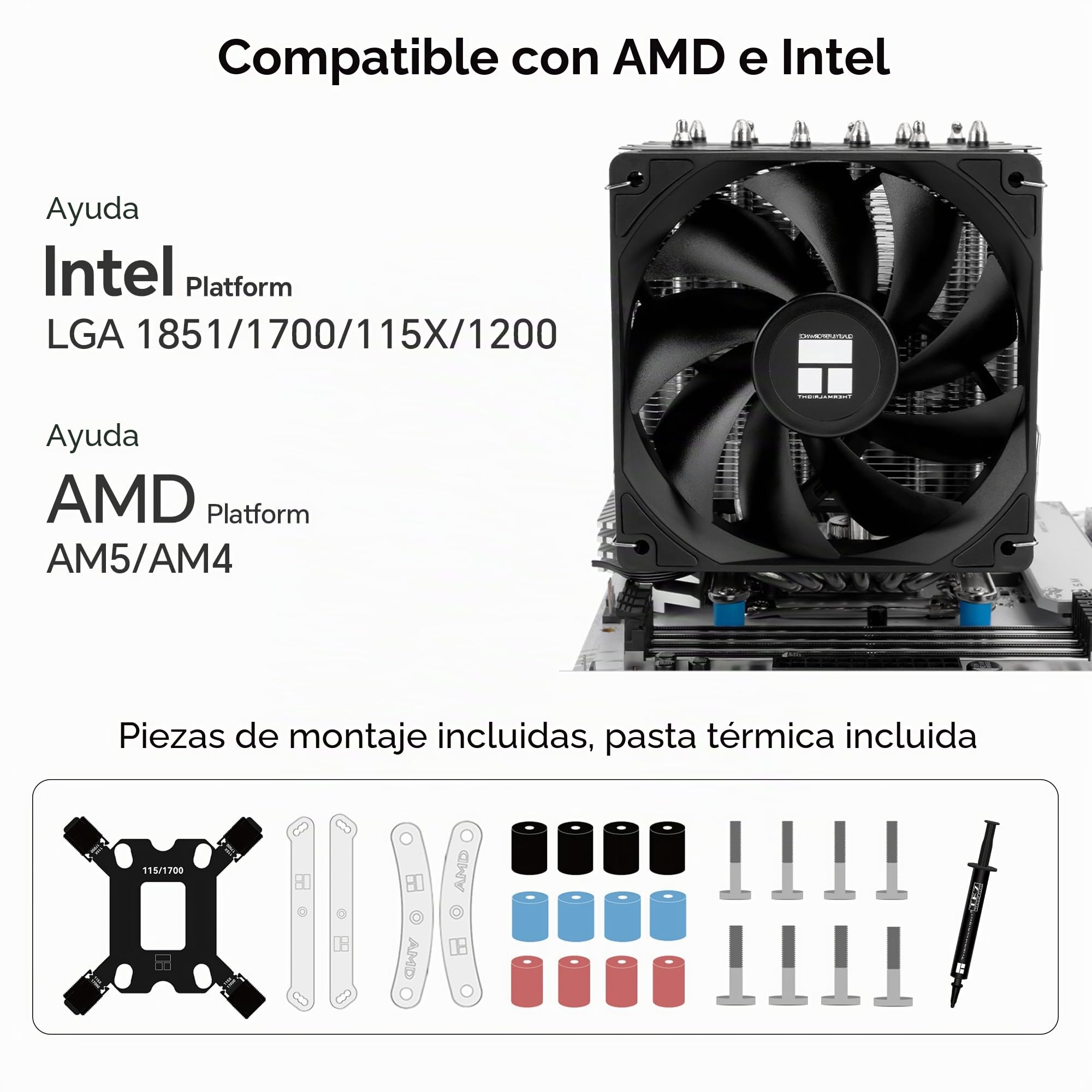 Enfriador de CPU Thermalright Peerless Assassin 120 SE V2, torre doble, 6 tubos de calor, ventiladores PWM duales de 120 mm, 1850 RPM, para AMD AM4/AM5 e Intel LGA1851/1700