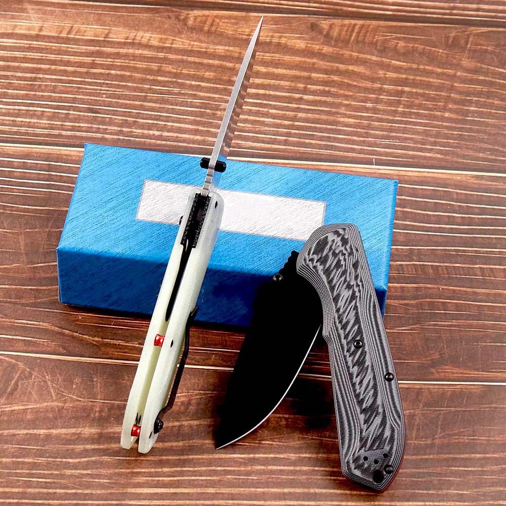 Klappmesser 8.5" Hochwertige Taschenmesser Robust aus edelstahl schwarzes G10, Outdoor Edc Messer Survival Jagdmesser, Tanto faltmesser, Tragbare camping messer, Scharfe klein Einhandmesser mit clip