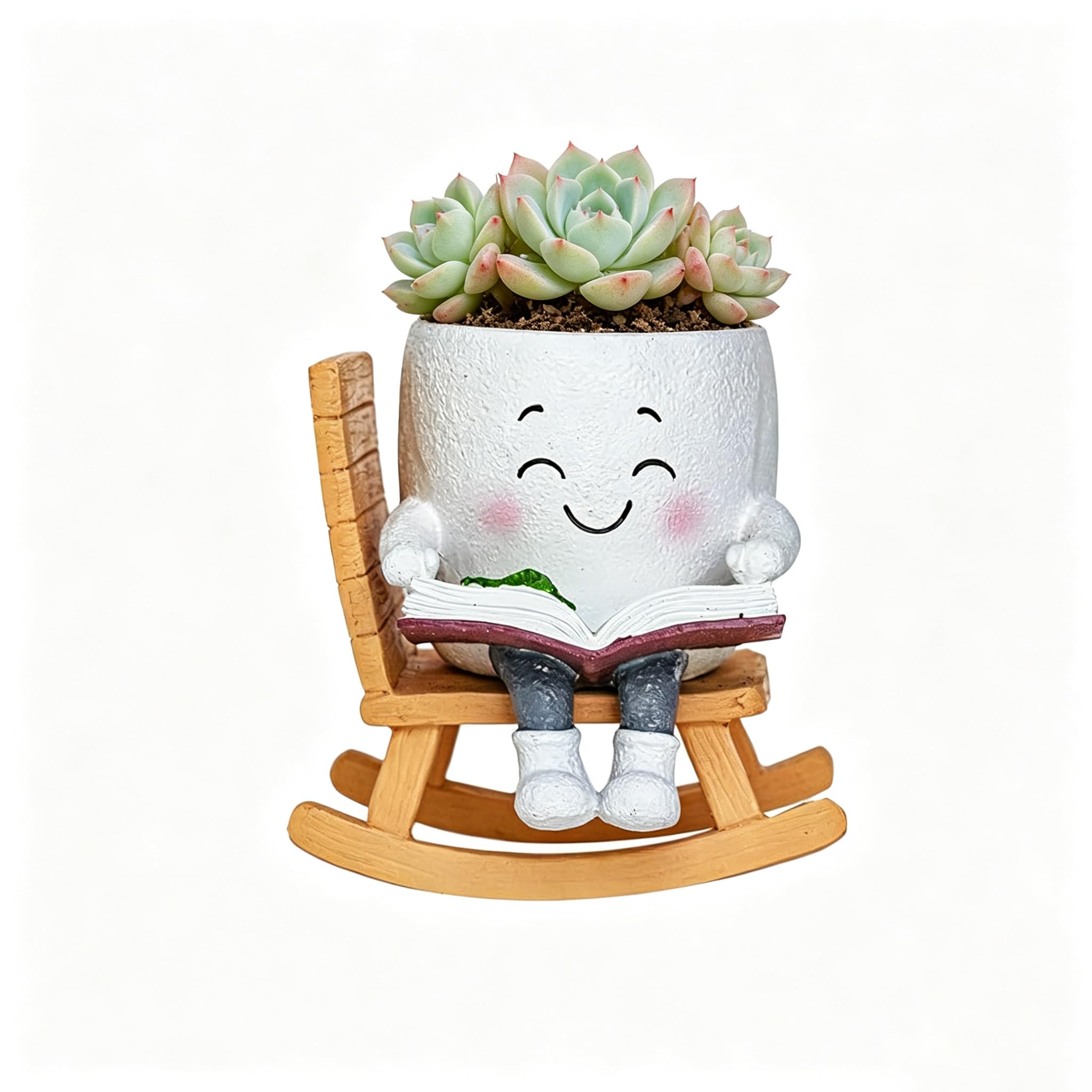 Rocking Chair Smiley Face Planter,Cute Plant Pots for Plants (1pcs type9)