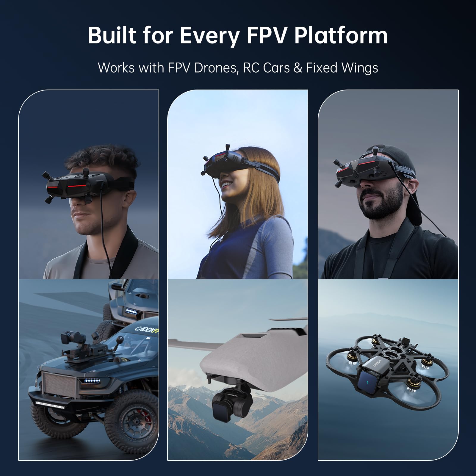 CADDXFPV Walksnail Avatar HD FPV Goggles X - 1080p Ultraweitbildschirm, 50° FOV, Kopfverfolgung, Immersives Flugerlebnis, HDMI/AV-Eingang, kompatible FPV-Drohnenbrille für alle Walksnail VTX-Kits