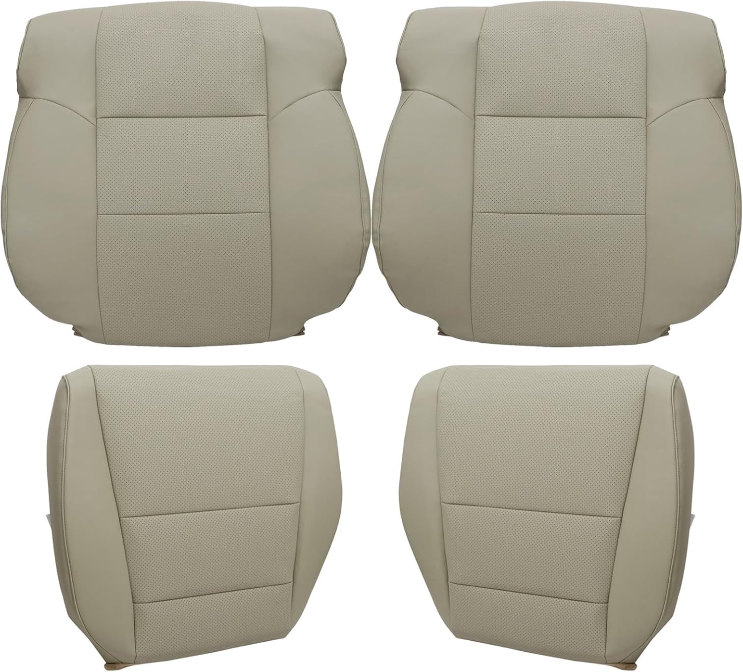 SecosAutoparts Driver & Passenger Bottom & Top Perforated Leather Replacement Seat Covers Tan Compatible with Acura TSX 2009 2010 2011 2012 2013 2014