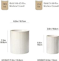 Vista 2 de MALACASA LYDIA Juego de recipientes para utensilios de cocina de cerámica, juego de 18,5 cm + 14 cm para encimera, organizadores grandes y pequeños