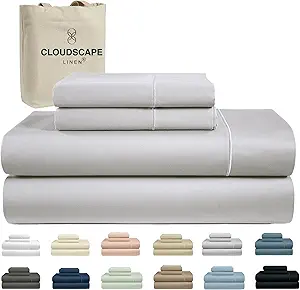 100% Egyptian Cotton California King Sheet Set, 4 Pieces Luxury Bedding Set, 1000 Thread Count,Hotel Quality, Silky Soft, Breathable and Durable, Deep Pockets up to 17, Silver