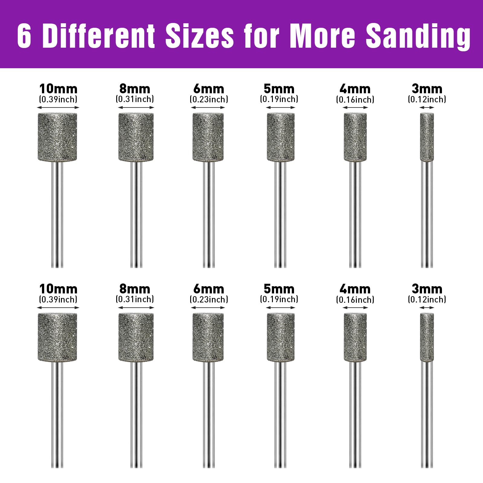 12Pcs Diamond Grinding Bit Set, Grit 116 Stone Carving Set Compatible with Dremel - Image 4