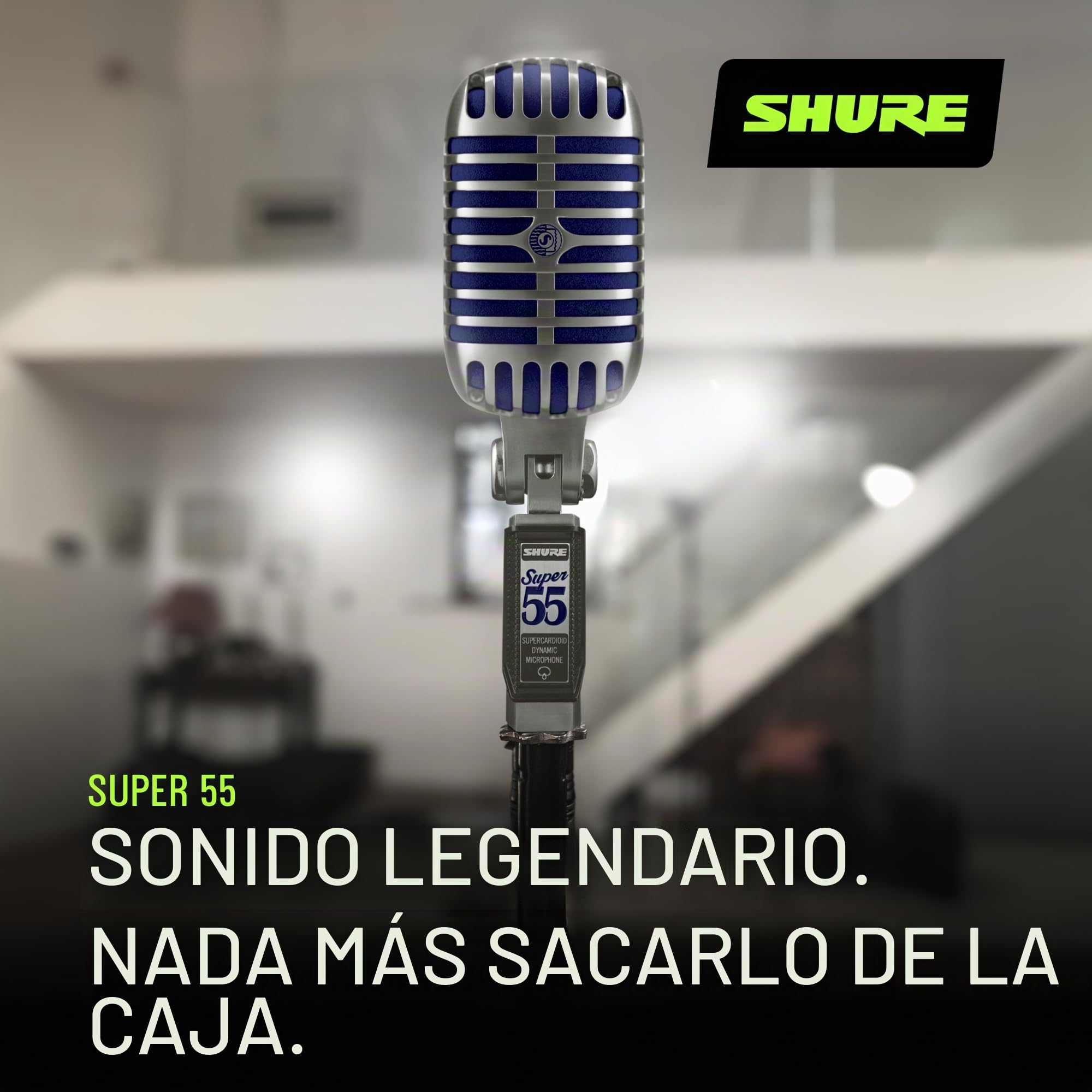 Shure Super 55 Deluxe Vocal Micrófono dinámico supercardioide Vintage, icónico, Sonido clásico