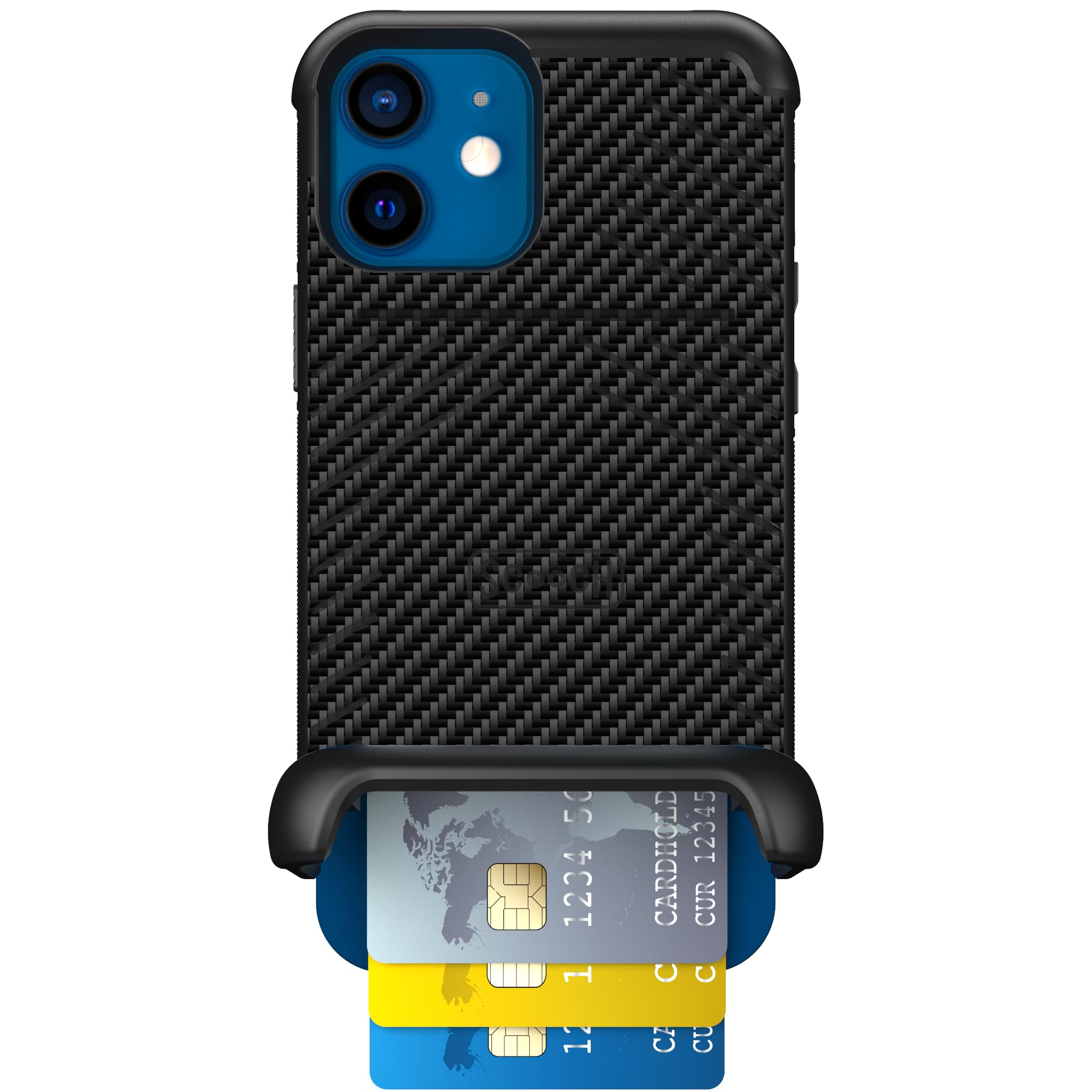 Scooch for iPhone 12/12 Pro Case with Card Holder, Wingmate Wallet Case with Hidden Card Slot and RFID Protection for 3 Cards, 10-Foot Drop Protection