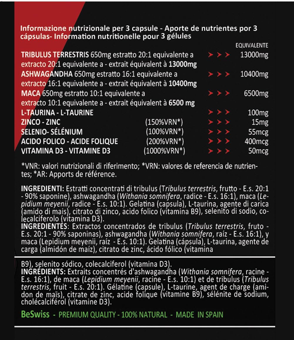 Potenciador testosterona. Para desatar la líbido natural. Testo Boost Potenciador + Masa muscular + Fuerza + Energía + Resistencia.