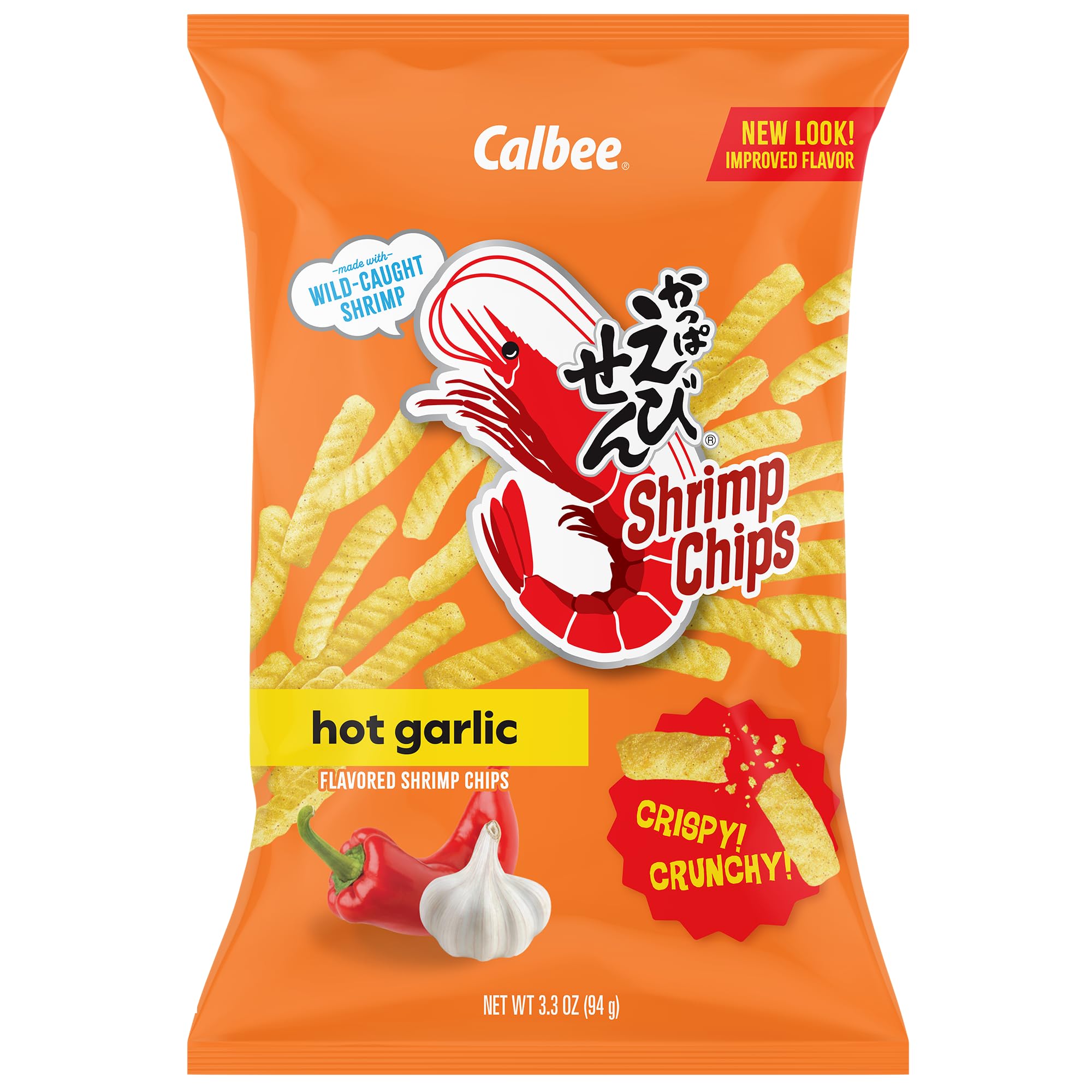 Calbee Baked Shrimp Chips - Hot Garlic - 3.3 oz - 2 Pack