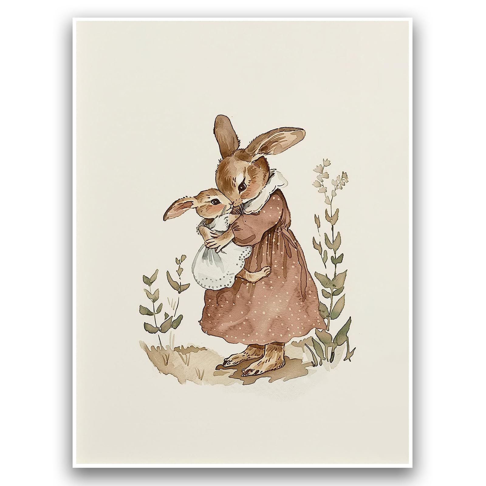 Nursery Decor Wall Art Kids Room Decorative Pictures Animal Poster Prints Lovely Rabbit Nursery 12X16Inch UnFramed Print for Kids Baby Bedroom Nursery
