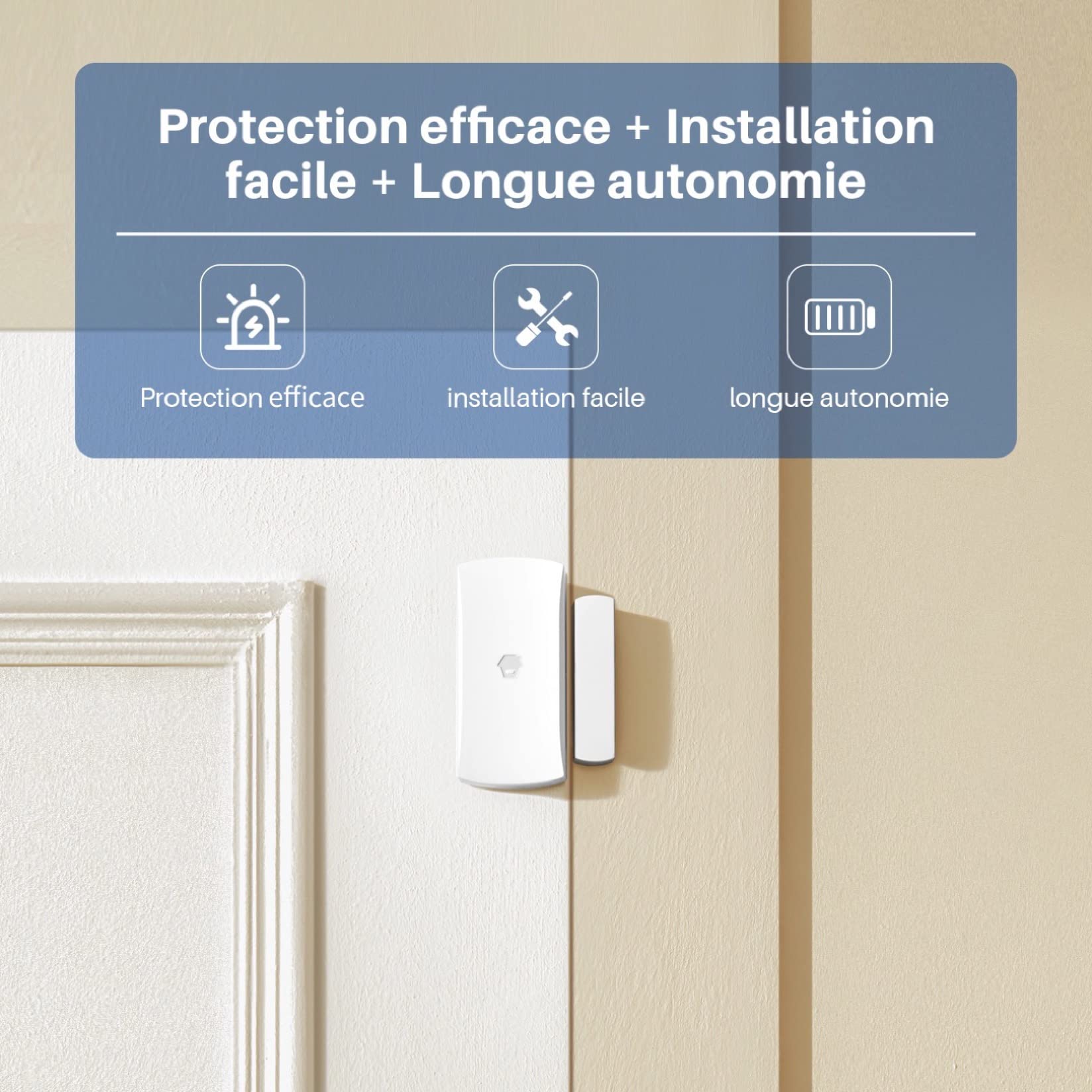 Chuango DWC-102 * 3 Détecteurs de Porte/Fenêtre sans Fil pour Système d’Alarme - Alerte Batterie Faible - Compatible avec Alexa, Google Assistant et Amazon - Sécurité Maison avec Fonction Application