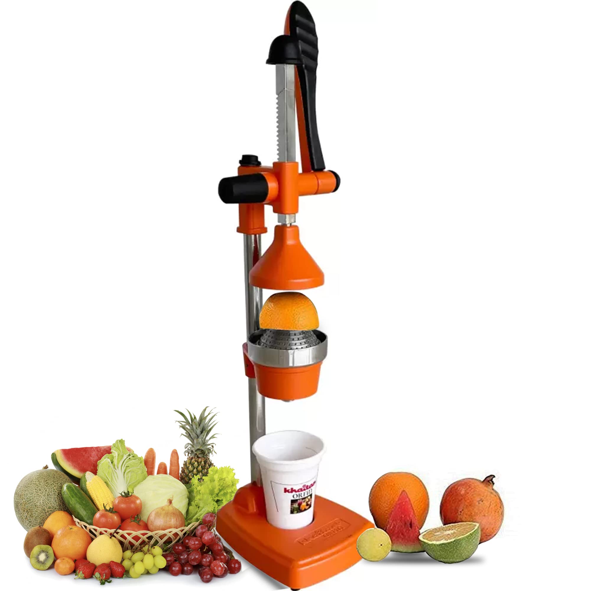 Khaitan Orfin Heavy Duty Aluminum Instant Hand Press Juicer Machine (100%  Pure Aluminum, Orange)