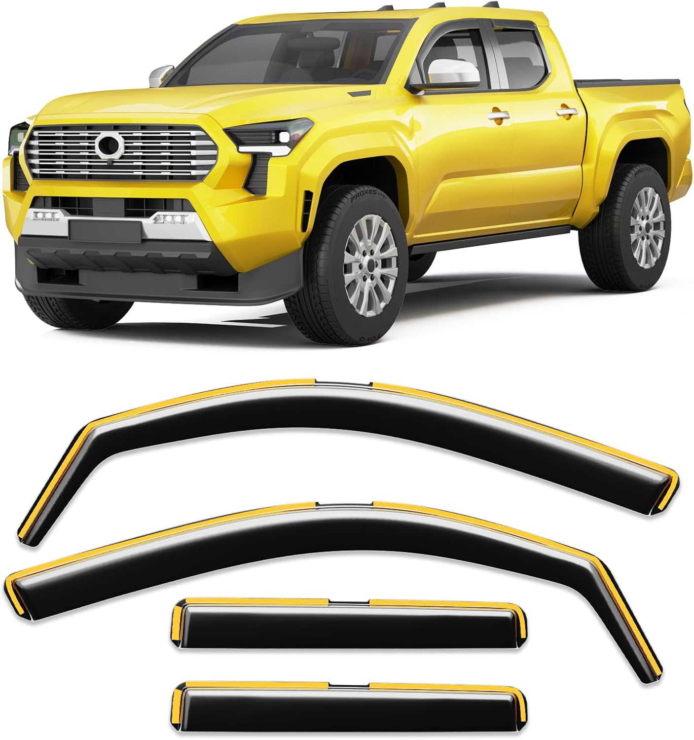 in-Channel Window Rain Guard for Toyota Tacoma 2024 2025 2026 Double Cab Truck Rain Guards Side Window Visors Low Profile Vent Visor Window Deflectors Vent Shades Car Accessories 2024-2025 2026 Toyota Tacoma Double Cab