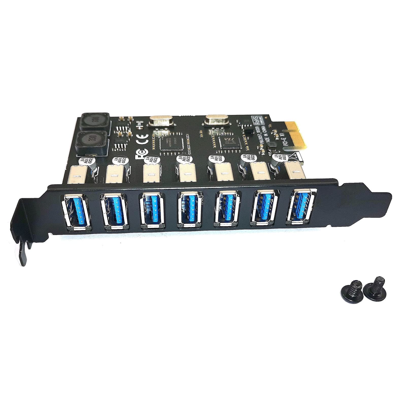 DEVMO USB 3.0 PCI-E Expansion Card 7 Ports USB 3.0 Hub Adapter External Controller PCI Express Extender Adapter Card for Desktop