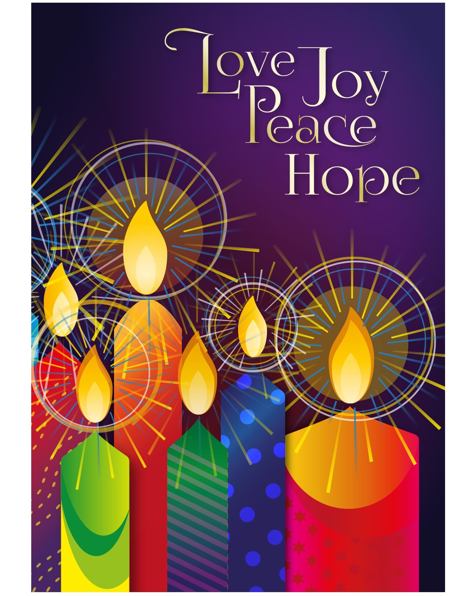 Religious Christmas cards - Love, Joy, Peace, pack of 20, 5x7in, printed in England, with Bible verse. Christian Christmas cards with envelopes bulk,