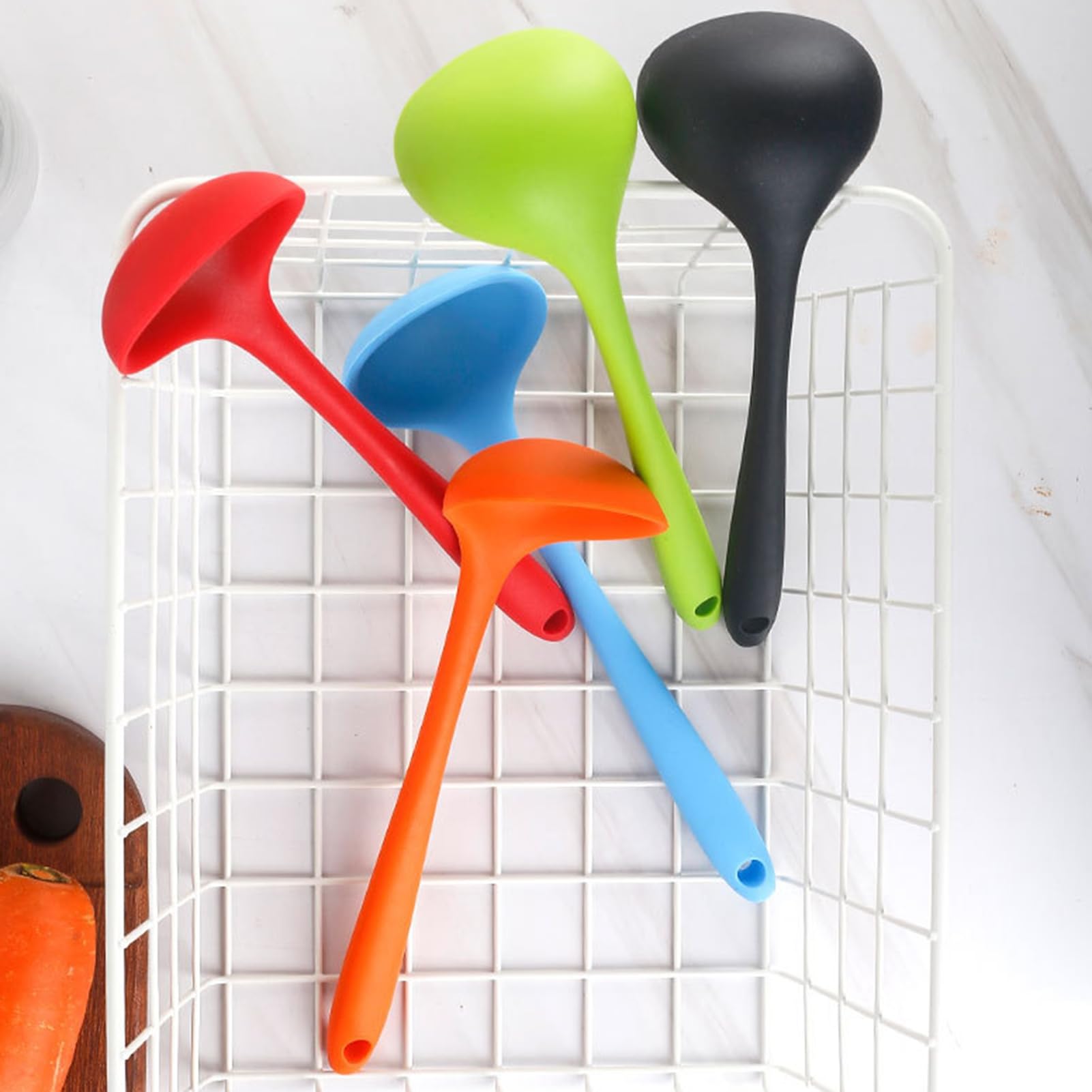 Cucchiaio da Zuppa Ecologico con Manico Lungo in Plastica per Minestra Porridge - Microonde e Lavabile in Lavastoviglie - Stoviglie per Bambini