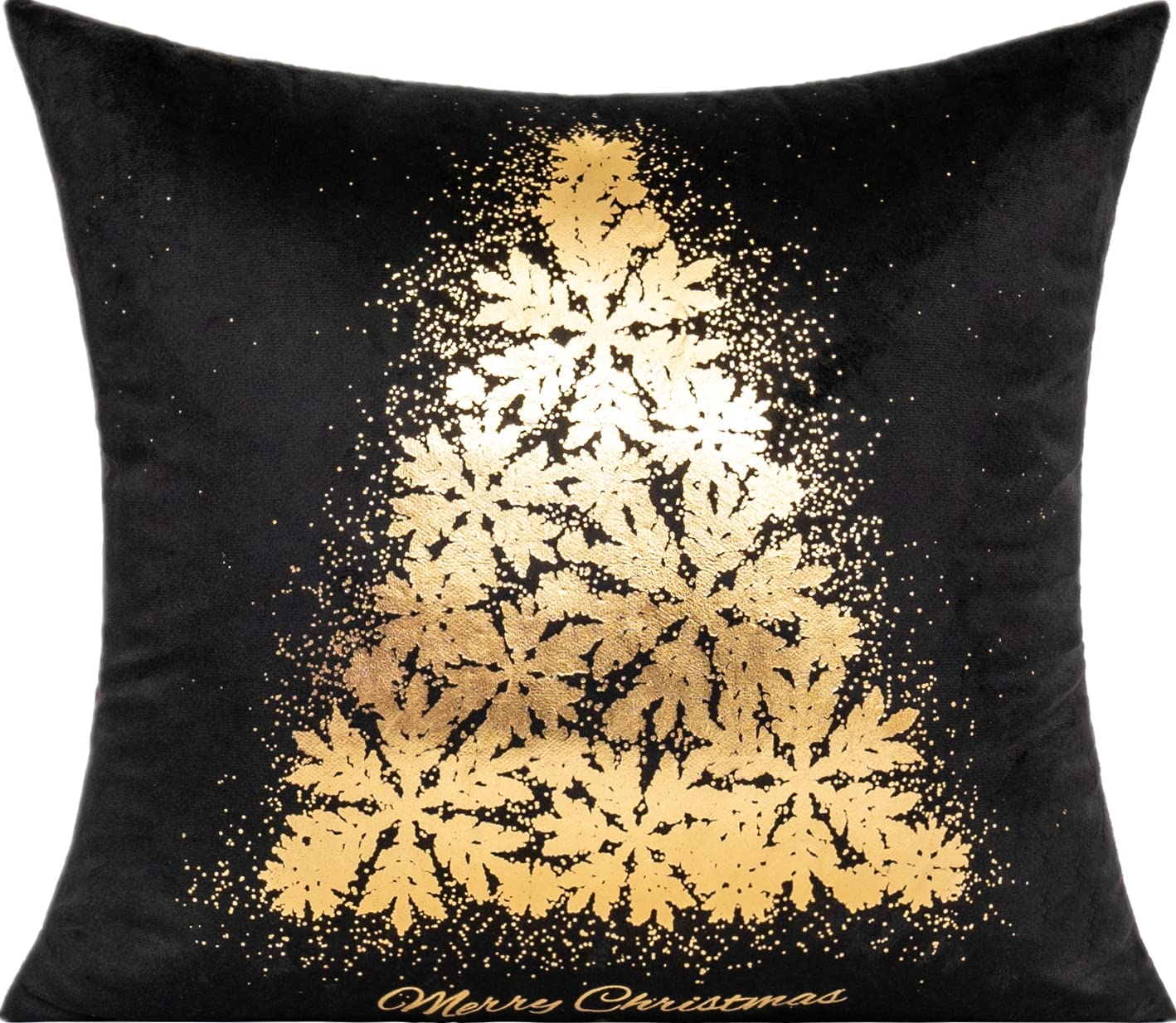 All Smiles Kissenbezug 4 Stück 45x45cm Weihnachten Samt schwarz golden Dekorative Kissenhülle draußen Dekokissen Sofakissen Zierkissenbezüge für Sofa Schlafzimmer Wohnzimmer Auto Zuhause Dekoration