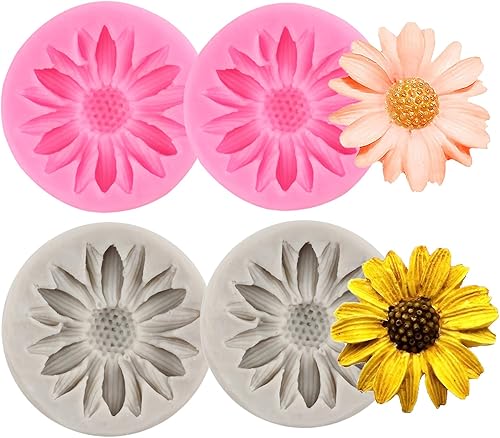 Moldes de silicona de girasol, molde de fondant de flores para decoración de pasteles, decoración de cupcakes, pasta de caramelo de chocolate, juego