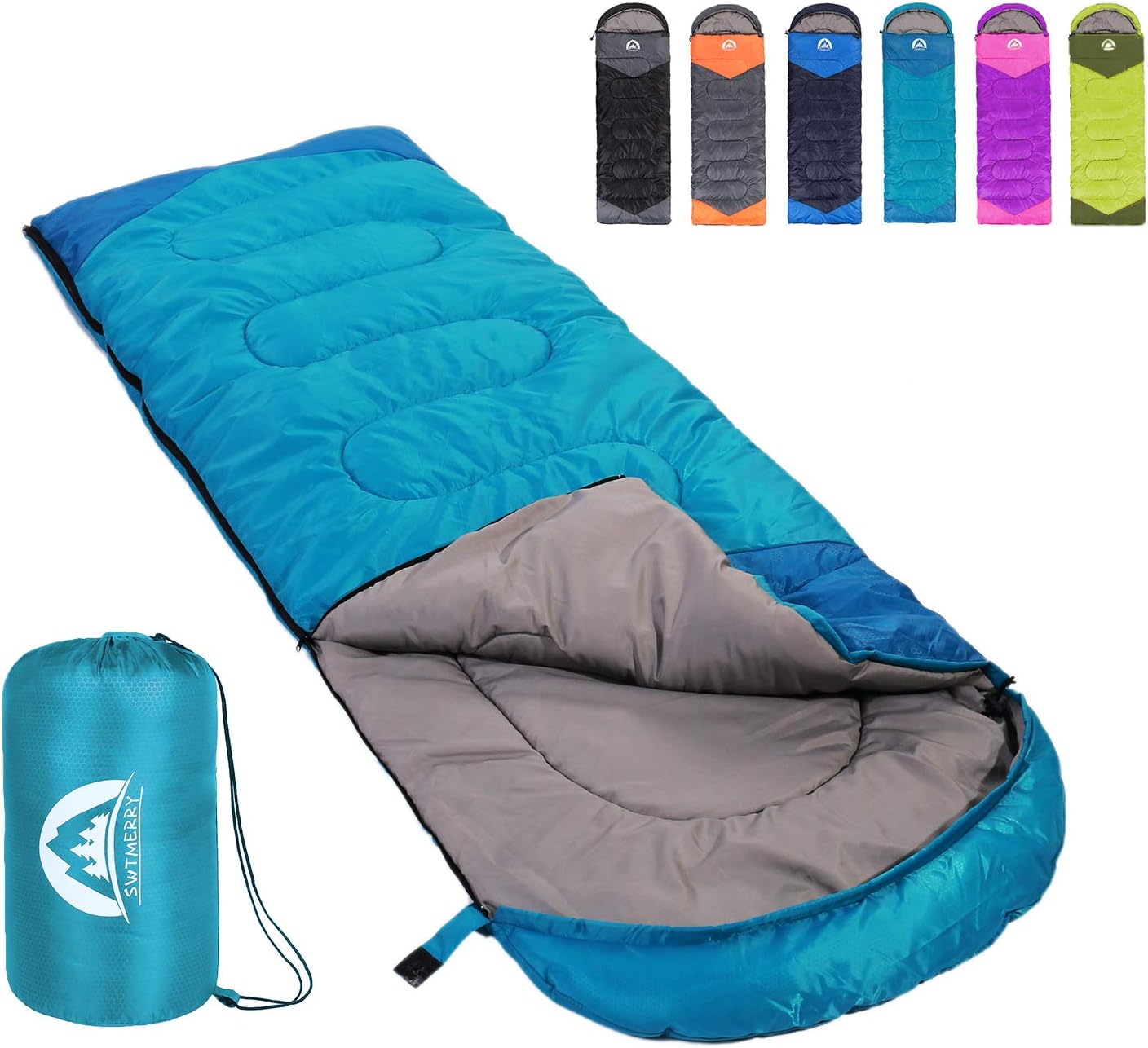 Sleeping Bag 3 Season Warm & Cool Weather - Summer, Spring, Fall, Lightweight,Waterproof Indoor & Outdoor Use for Kids, Teens & Adults for Hiking,Backpacking and Camping (Sky Blue, Single) : Sports & Outdoors
