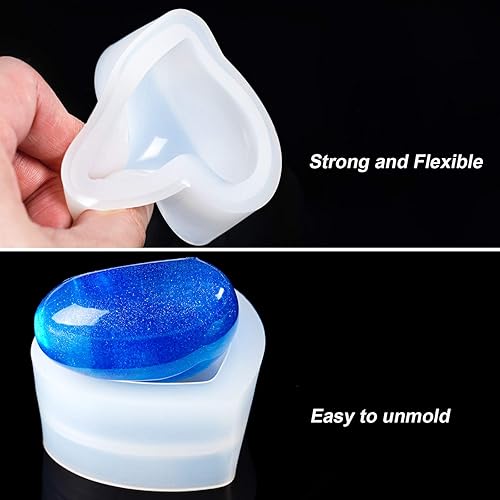 Miniatura 5 de NiArt Epoxy Resina 3D Forma de corazón DIY Casting Craft Soft Silicone Mold 5 Formas Brillante Multifuncional Artesanal Herramienta de Arte