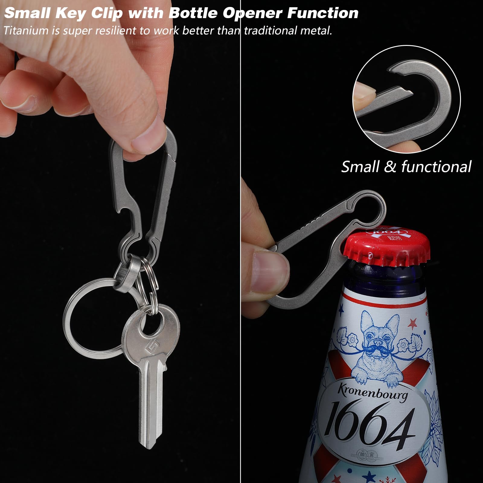 Titanium Carabiner Keychain Clip Bottle Opener Keychain, Quick Release Keychain Heavy Duty Key Carabiner for Men and Women Hiking Camping.