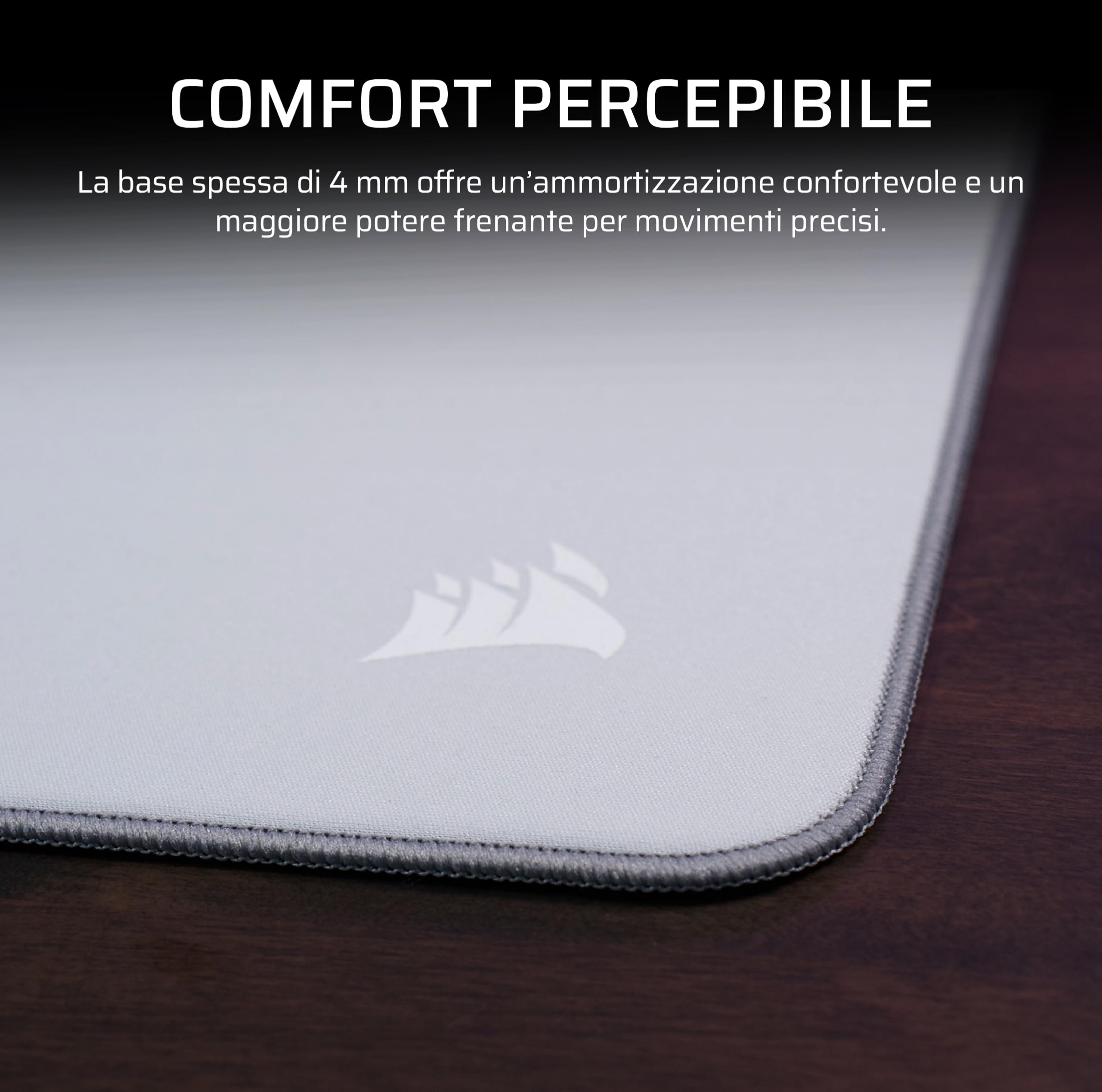 Corsair MM PRO Control Cloth Large Tappetino Per Mouse Da Gioco – Grigio | Superficie Ottimizzata Per Gli ESport Per Precisione E Micro-Regolazioni Base Antiscivolo Spessa 4 mm Bordi Cuciti Resistenti