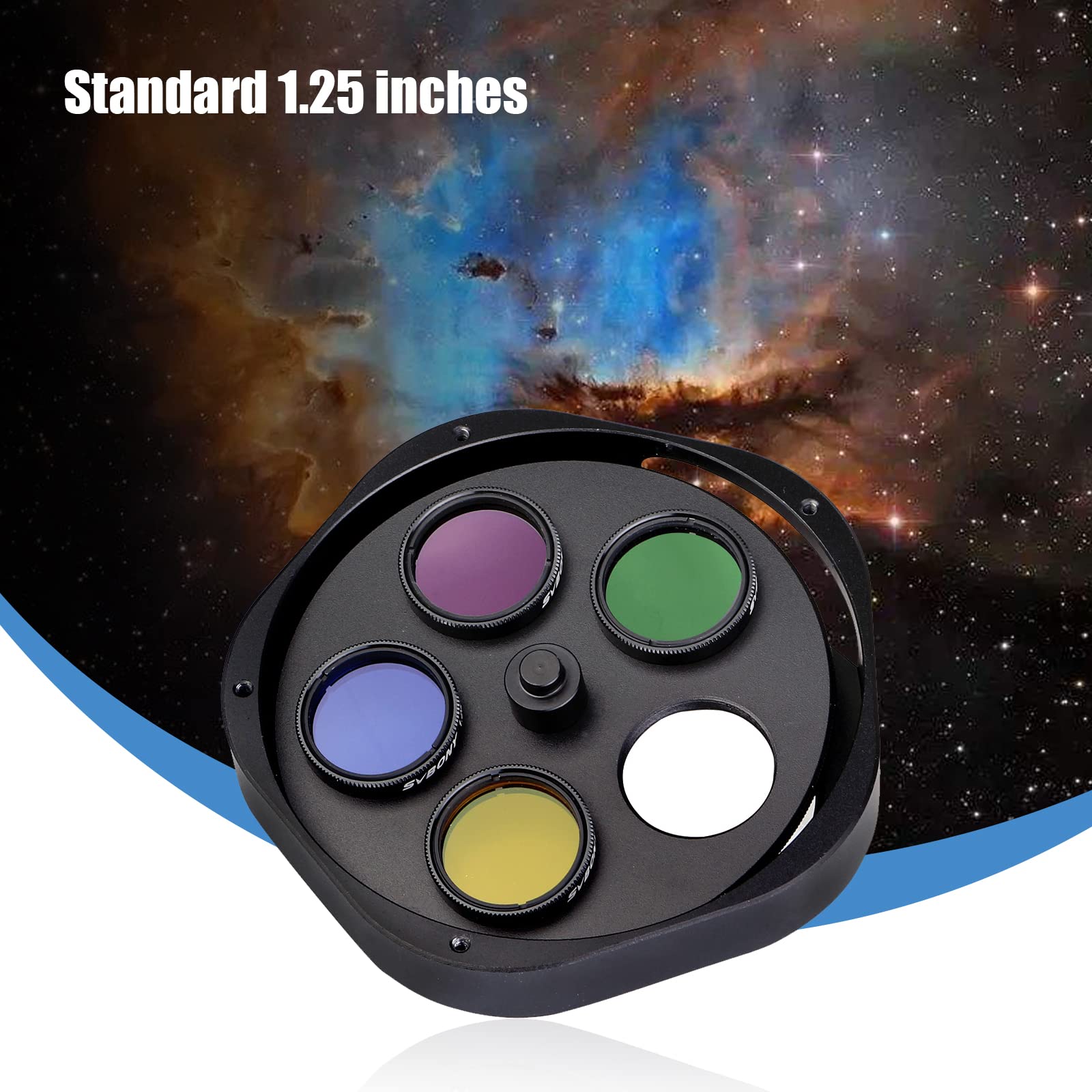 SVBONY SV133 Roue filtrante à 5 Positions pour télescope avec Adaptateur oculaire de 3,2 cm, Adaptateur d'appareil Photo T2 et Bague de Verrouillage