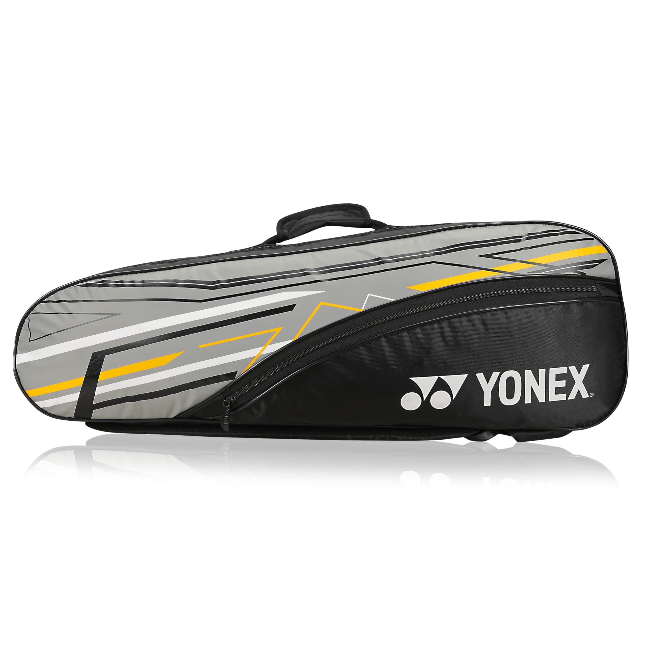 Yonex Elegante borsa per kit da badminton, doppio scomparto con cerniera per riporre 6 racchette e vestiti, tasca laterale, cinghie posteriori, scomparto per accessori, realizzata in India
