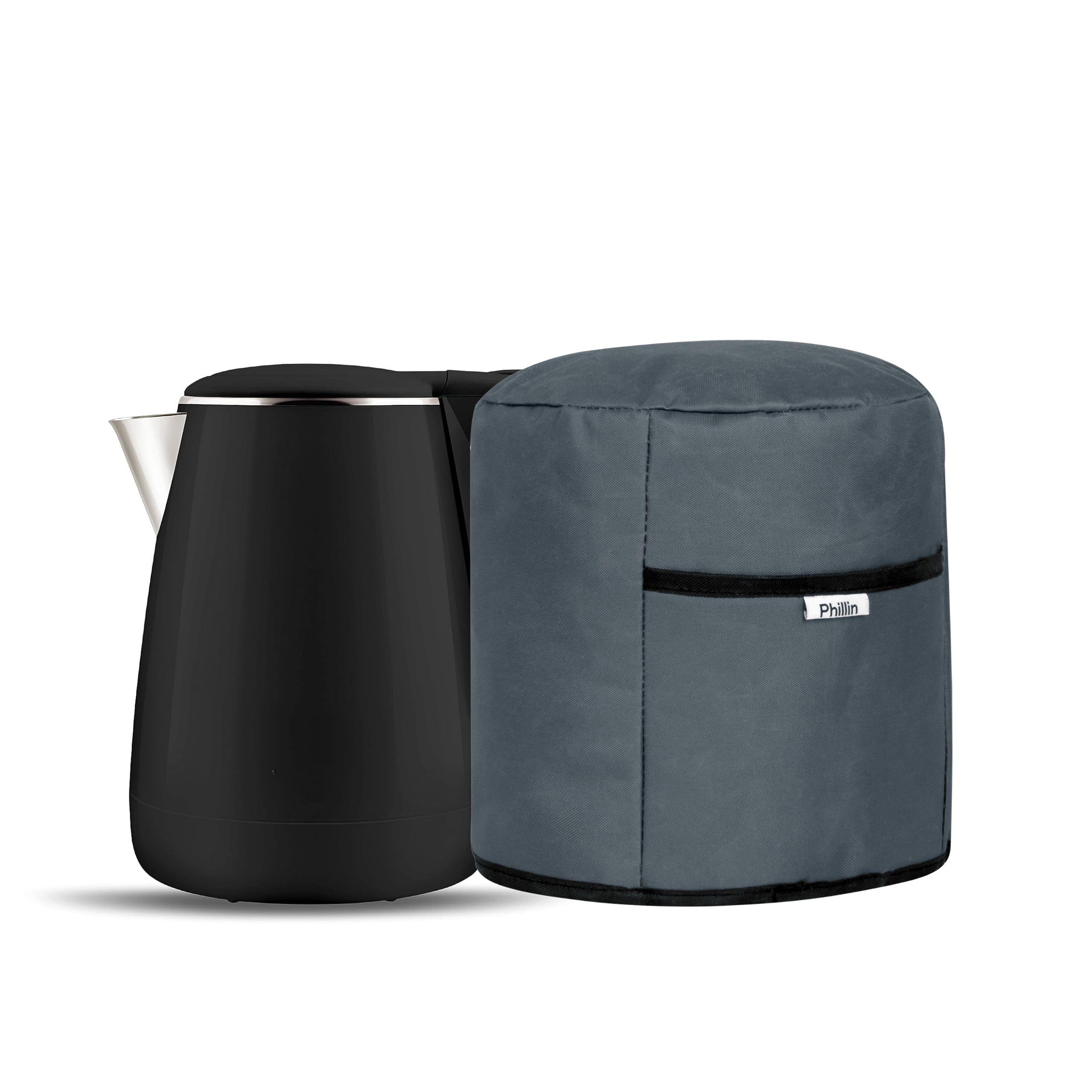 Polyester Cover for Glass Electric Kettle With Open Pocket | Waterproof, Dustproof and Washable | Easy to Clean, Universal Fit, Durable Protective Sleeve Prevents Dust and Water Damage (Grey)