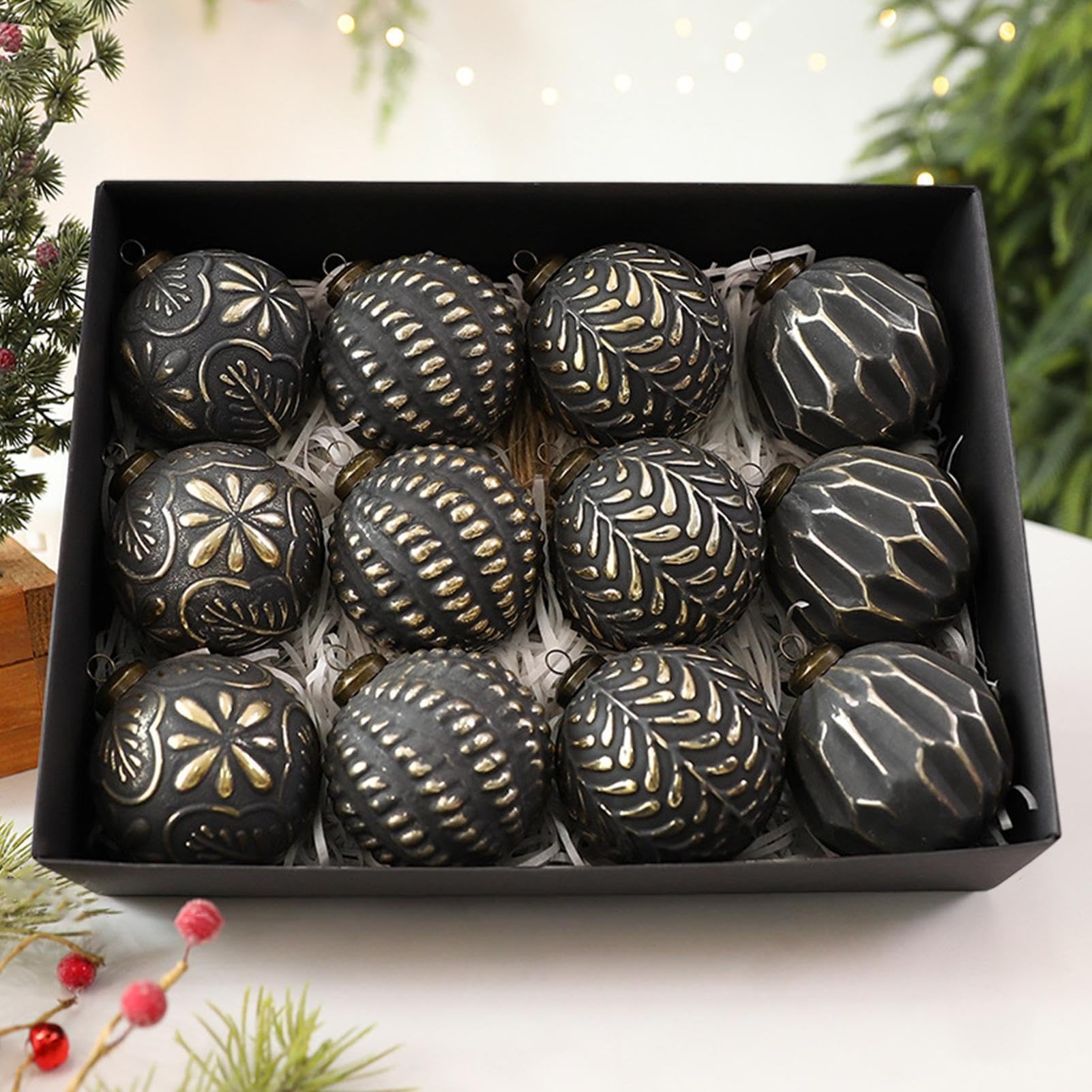 Bolas Navideñas Juego de 12 Colgantes Vintage de Invierno