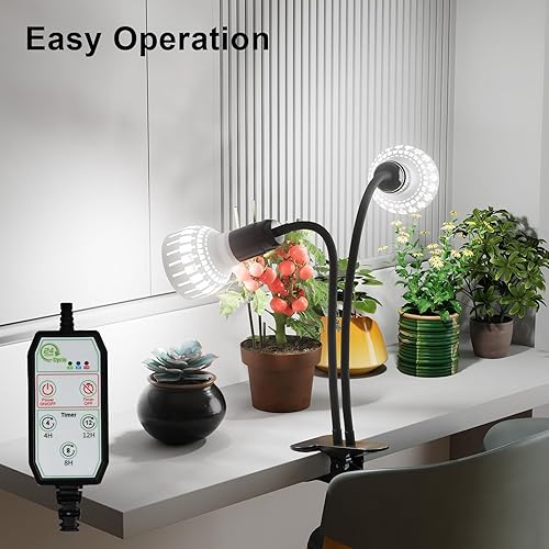 Miniatura 4 de GooingTop Luz de crecimiento, 24 W (equivalente a 160 vatios) 5000 K blanco de espectro completo LED de crecimiento con clip en el escritorio para