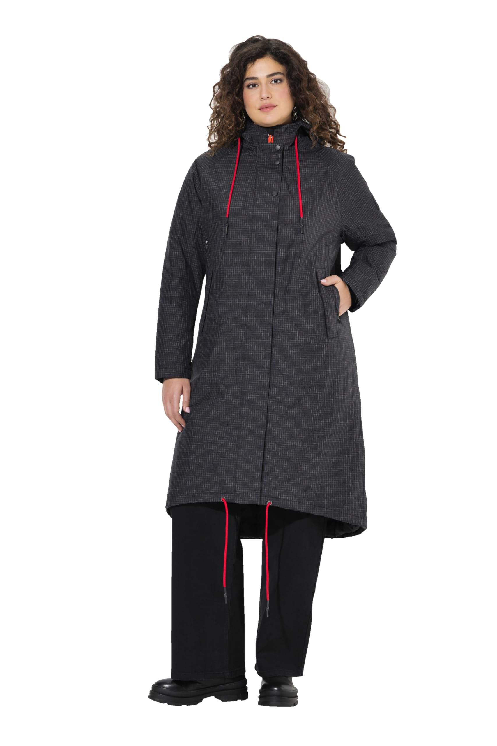 Ulla Popken Damen große Größen Übergrößen Plus Size HYPRAR Funktionsmantel, wasserdicht, Kapuze, recycelt 833752