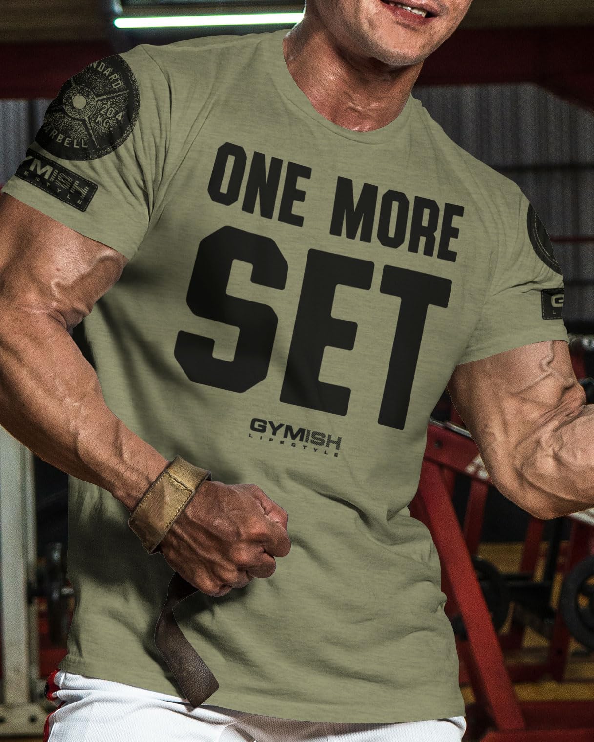 One More Rep Bro Gym Workout Shirts for Men, Funny Sayings Lifting T-Shirt(XL, One More Set Military Green Branded)