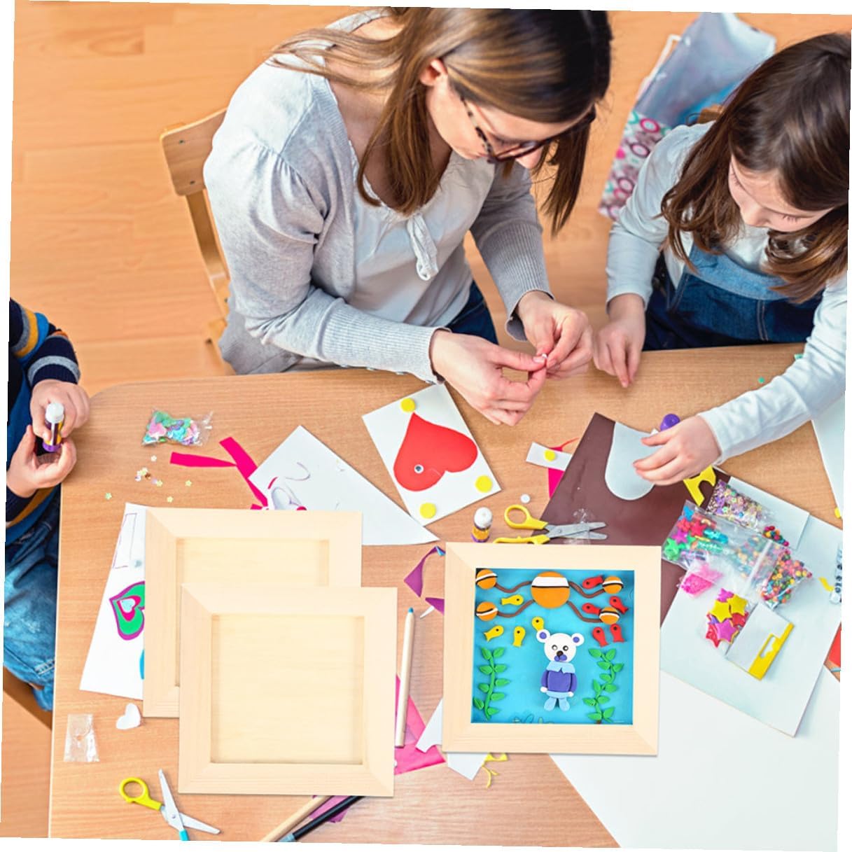 NUOBESTY 5pcs Wooden Painting Clay Frames for Children's DIY Art Display