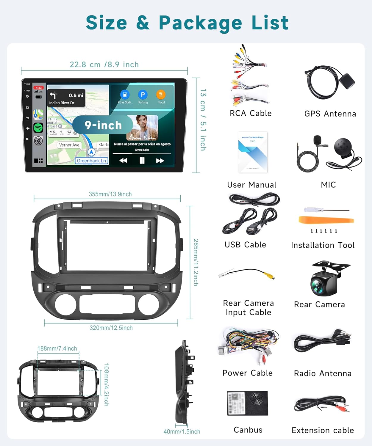 4G+64G Android Car Stereo for Chevy Colorado GMC Canyon 2015-2017(Bose and Large Screen) with DSP Carplay/Android Auto, 9" 1280P IPS Touch Screen Radio Bluetooth 5.0 FM/RDS SWC Backup Camera